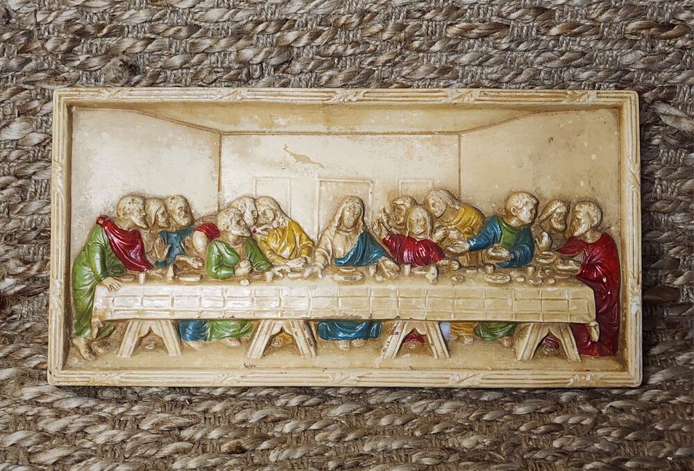 Vintage Jesus Last Supper Mary Apostles Christian Religious Catholic 3D Plaque
